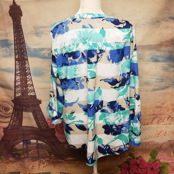 ⭐️ Liz Claiborne floral striped blouse - Picture 6 of 7